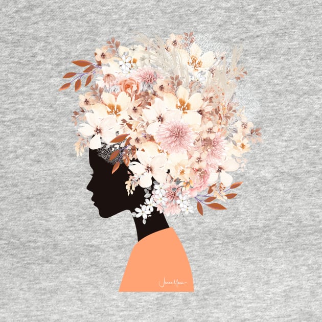 Black Woman in Flower Headdress by LouLou Art Studio